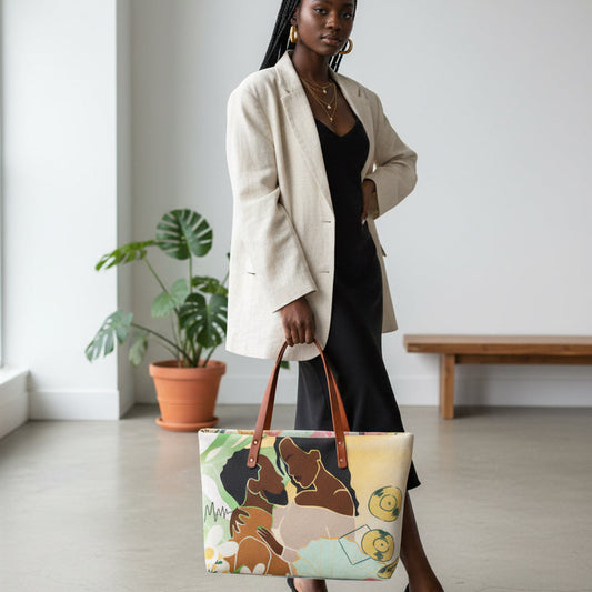 Afro Love, Floral Themed Women's Tote Bag | Diving Cloth