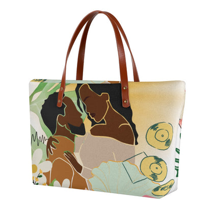 Afro Love, Floral Themed Women's Tote Bag | Diving Cloth