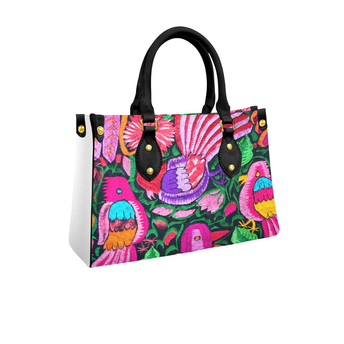 Botanical Ornithology Themed Women's Tote Bag With Black Handle