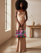 Women's Tote Bag Featuring a Botanical and Ornithological Design with Black Handles Yoycol