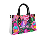 Women's Tote Bag Featuring a Botanical and Ornithological Design with Black Handles