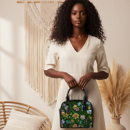 Vintage Inspired Floral Themed Handbag With Single Shoulder Strap