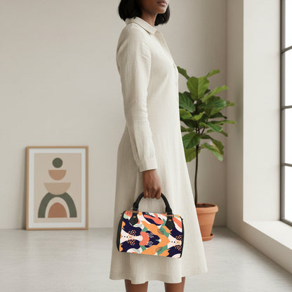 Colorful Patterned Classic Barrel-Shaped PU Leather Handbag