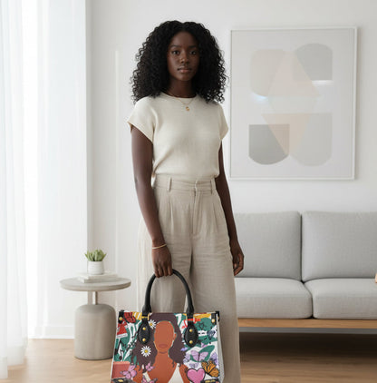 Afro Art and Music Inspired Graphic Women's Tote Bag With Black Handle