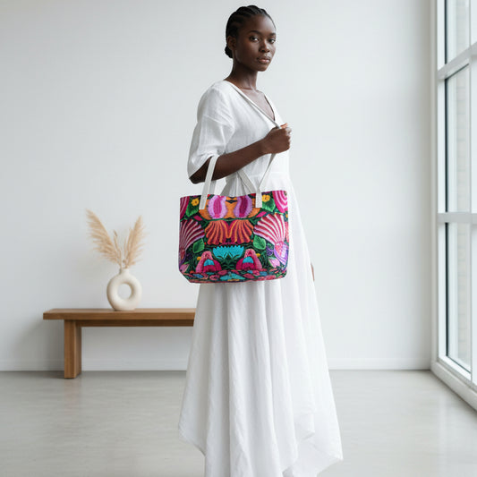 Orthinology Botanical Inspired Stylish PU Leather Tote Bag