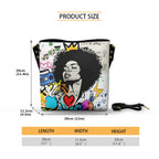 Graffiti Black Art Themed Graphic Minimalist Square Crossbody Bucket Bag