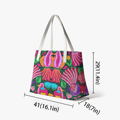 Ornithology Botanical Inspired Stylish PU Leather Tote Bag