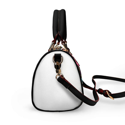 Botanical Floral Classic Barrel-Shaped PU Leather Handbag