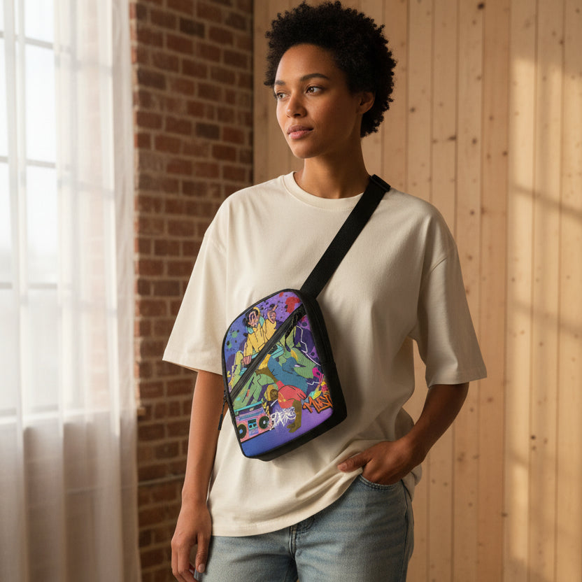 B-Boy and DJ-themed, Vibrantly Illustrated Folding Chest Bag Yoycol