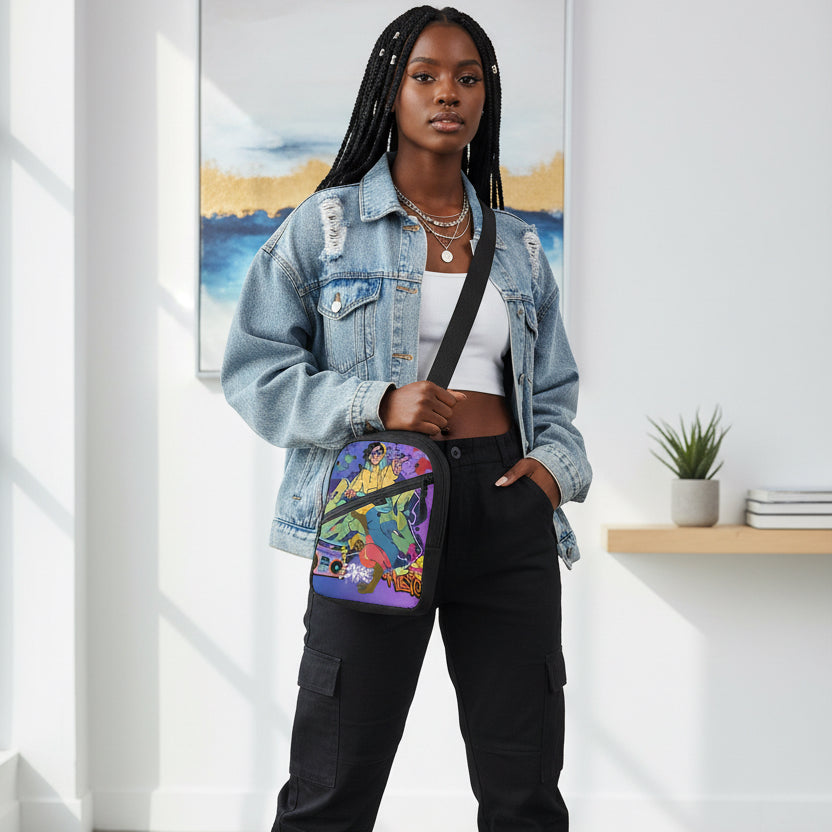B-Boy and DJ Themed Colorful Graphic Folding chest bag