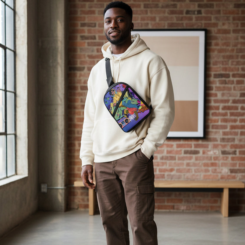 B-Boy and DJ-themed, Vibrantly Illustrated Folding Chest Bag Yoycol