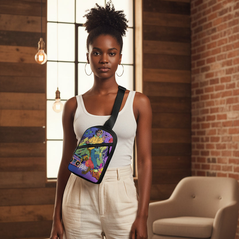 B-Boy and DJ-themed, Vibrantly Illustrated Folding Chest Bag Yoycol