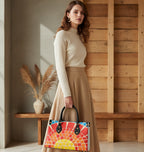 Women’s Tote Bag featuring a Colorful Tile-inspired Pattern and Black Handles Yoycol