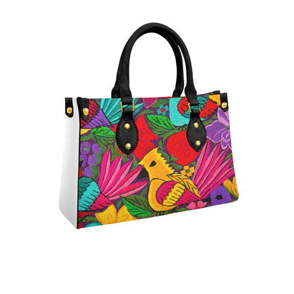 Botanical & Bird Themed Women's Tote Bag With Black Handle