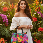 Botanical & Bird Themed Women's Tote Bag With Black Handle Yoycol