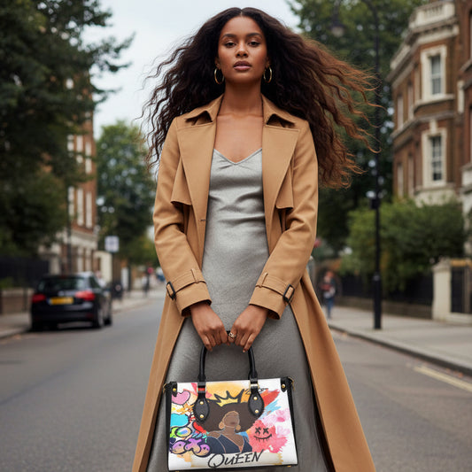 Afro Queen Art Graphic Women's Tote Bag With Black Handle