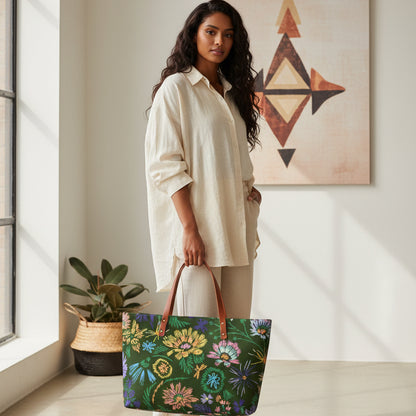 Vintage Inspired Floral Themed Women's Tote Bag | Diving Cloth