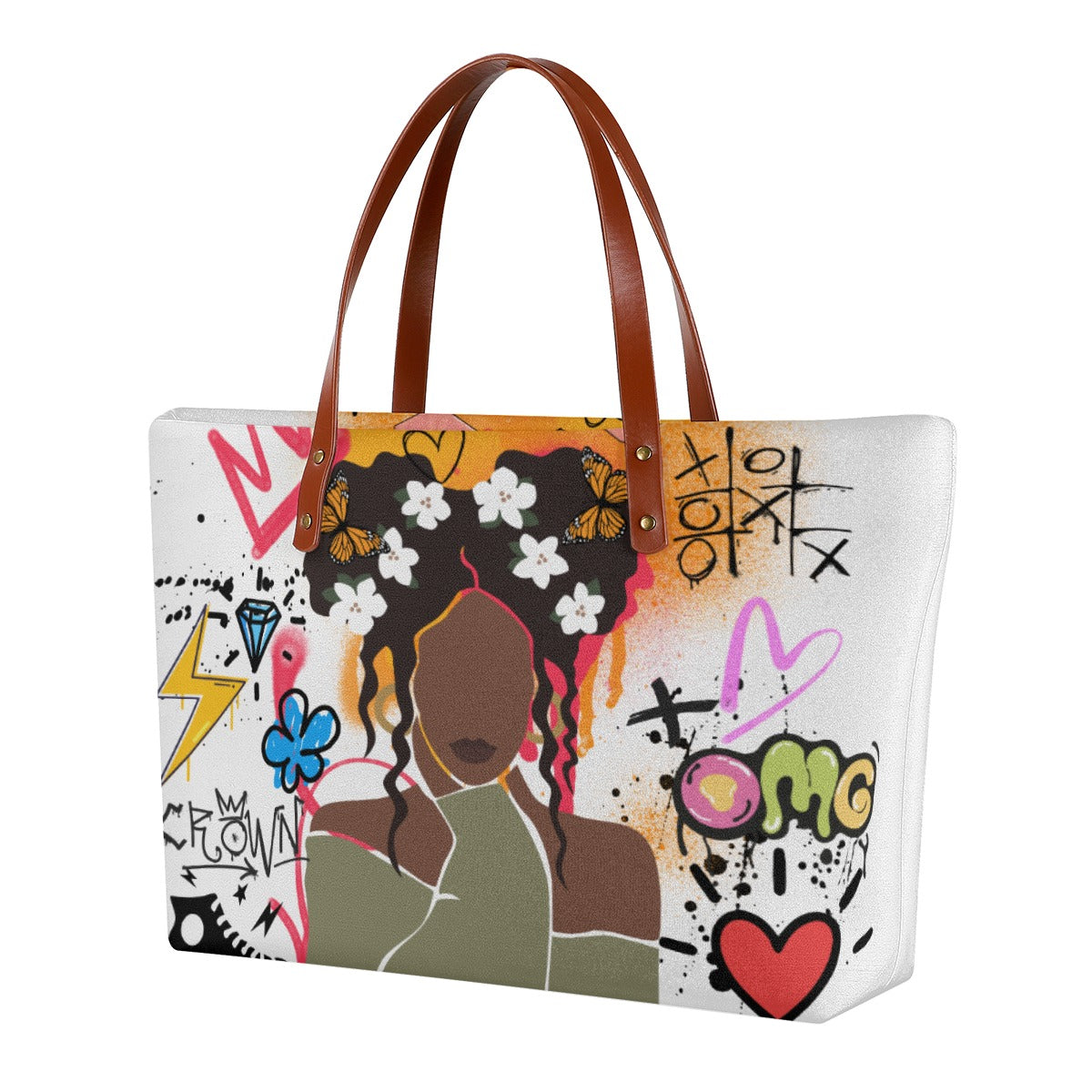 Graffiti Afro Art Themed Women's Tote Bag | Diving Cloth
