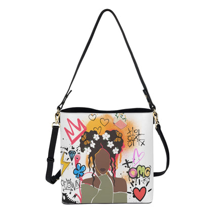Graphic Afro Art Themed Minimalist Square Crossbody Bucket Bag