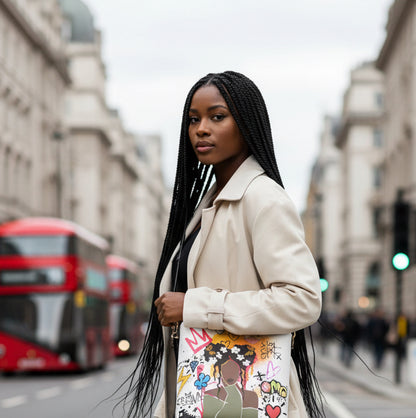 Graphic Afro Art Themed Minimalist Square Crossbody Bucket Bag