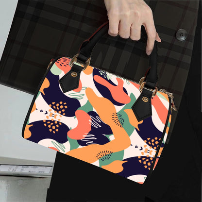 All-Over Colorful Patterned Classic Barrel-Shaped PU Leather Handbag