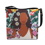 Minimalist Square Bucket Bag Featuring Black Art-Themed Graphic Design Yoycol