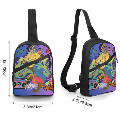 B-Boy and DJ Themed Colorful Graphic Folding chest bag