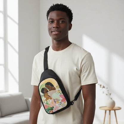 Afro Couple Love Graphic Chest Bags