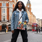 Minimalist Square Bucket Bag Featuring Black Art-Themed Graphic Design Yoycol