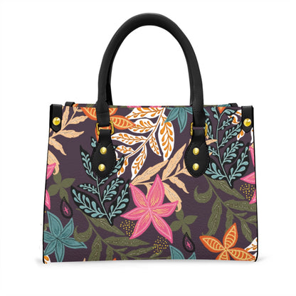 Floral, Botanical Themed Women's Tote Bag With Black Handle