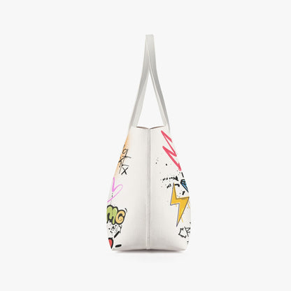 Afro Graffiti Art Graphic Stylish PU Leather Tote Bag