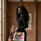 Women's Tote Bag Featuring Afro Queen Graphic Art and Black Handles