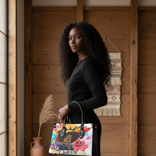 Women's Tote Bag Featuring Afro Queen Graphic Art and Black Handles