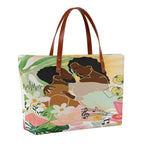 Women's Tote Bag featuring Black Love Artwork and Floral themes, Crafted from diving fabric.