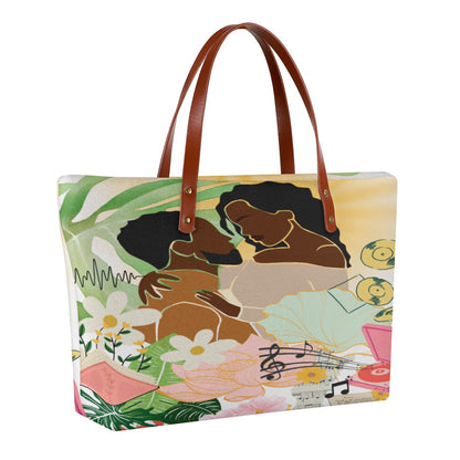 Black Love Artwork, Floral Themed Women's Tote Bag | Diving Cloth