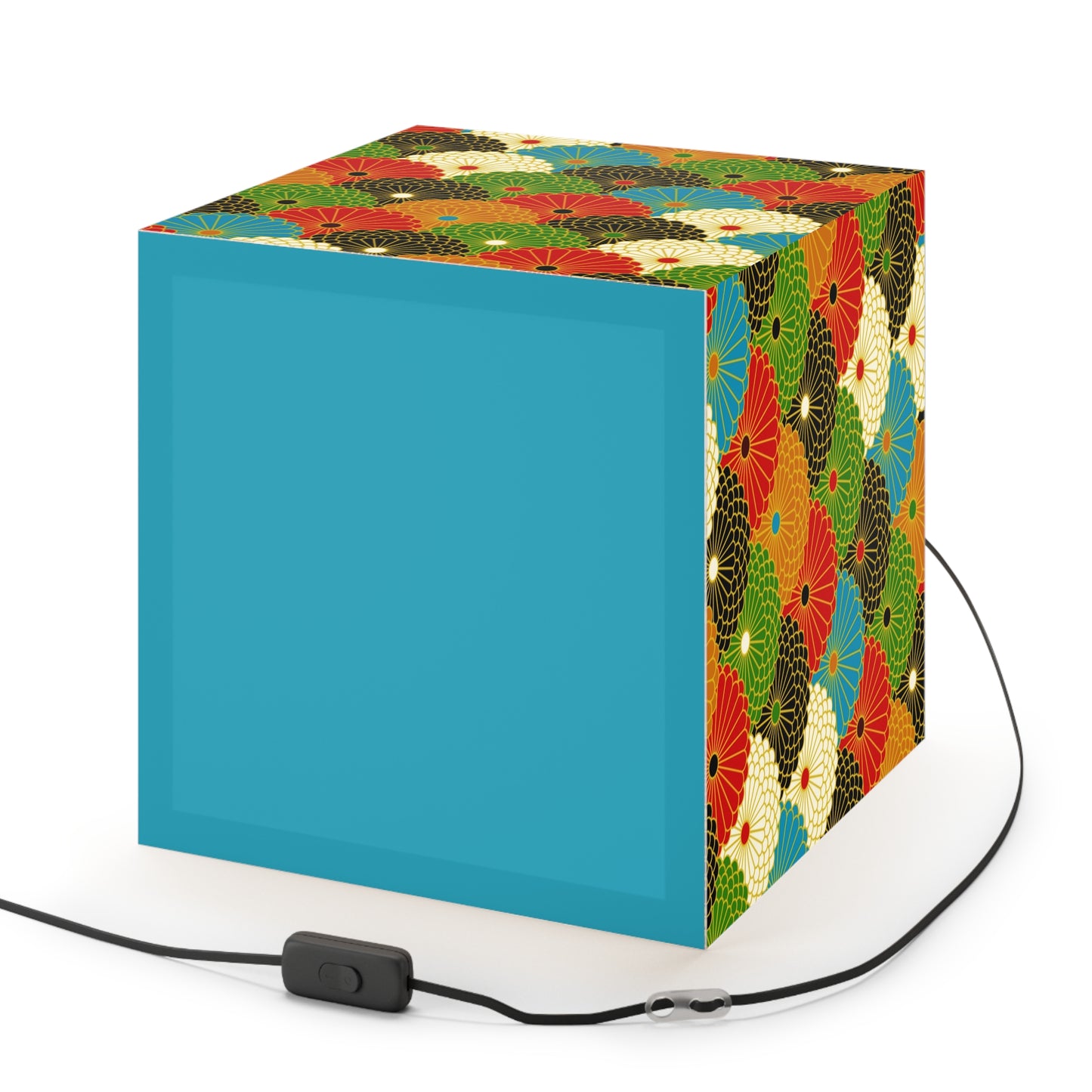 Japanese Fan Pattern Light Cube Lamp – Colorful Retro Geometric Table & Night Light