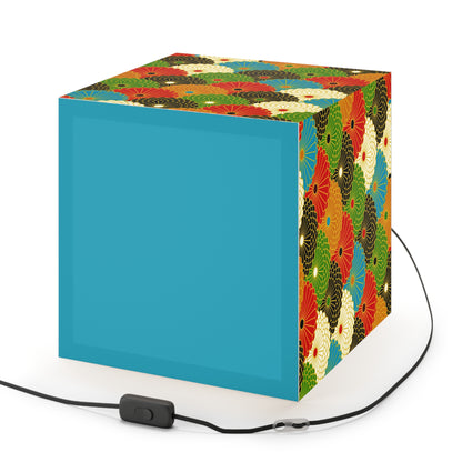 Japanese Fan Pattern Light Cube Lamp – Colorful Retro Geometric Table & Night Light