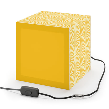 Yellow Art Deco Cube Lamp — Geometric Pattern Pendant Light
