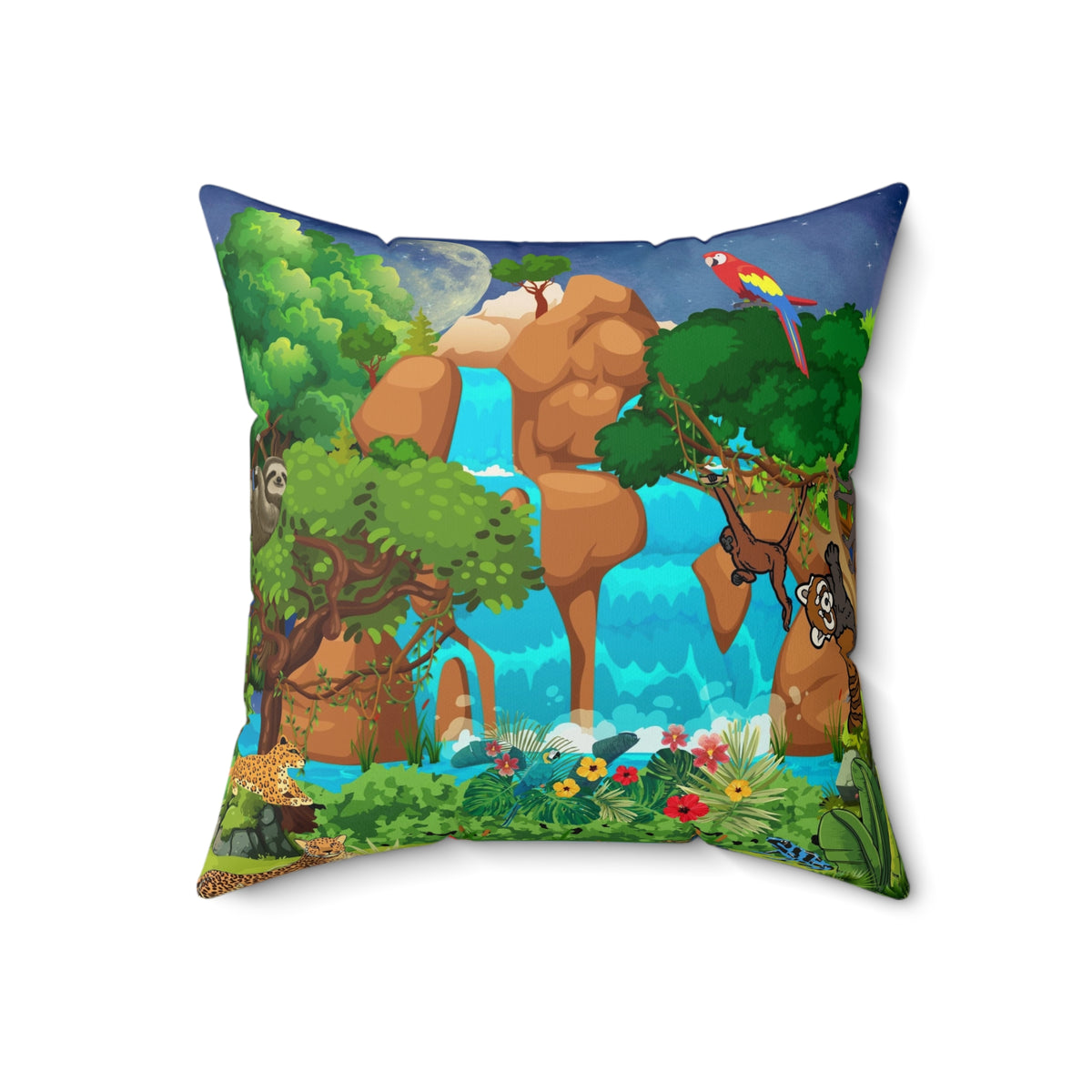 Nature-Inspired Decorative Pillow - Jungle Oasis Design Printify