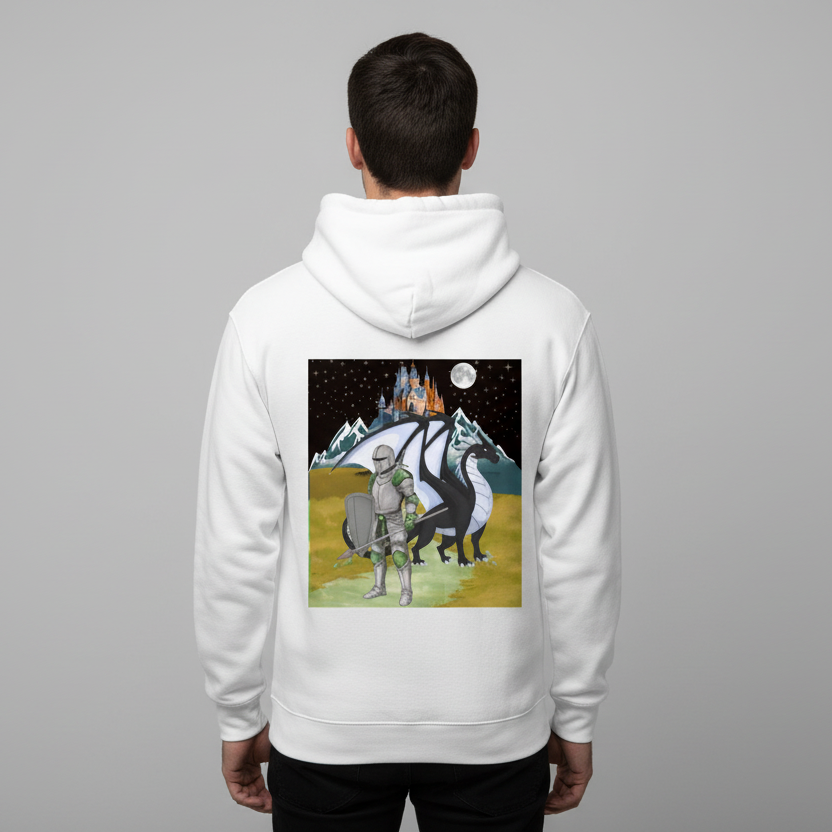 Unisex Medieval Themed Oversize Fleeced Hoodie, Knights and Dragon Fans