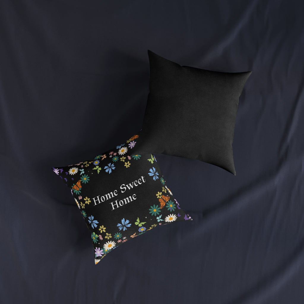 Floral Home Sweet Home Square Pillow - Cozy Decor for Living Room & Bedroom Printify