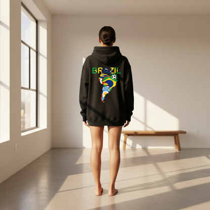 Brazil Flag Themed Graphic Unisex  Oversize Fleeced Hoodie