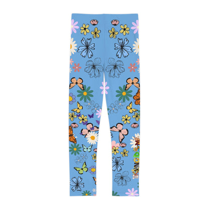 Colorful Floral Kids Leggings - Playful Butterfly & Flower Design