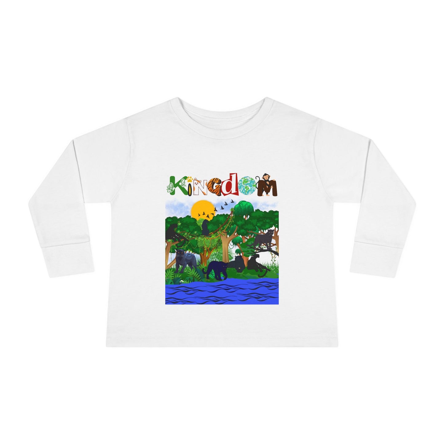 Panther Themed Toddler Tee, Wildlife Graphic Long Sleeve Shirt, Jungle Cat Children's Top