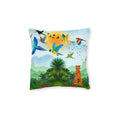 Tropical Jungle Square Pillow — Colorful Parrots & Tiger Decorative Throw Pillow Printify