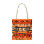 Southwestern Aztec Pattern Tote Bag — Orange Tribal All-Over Print