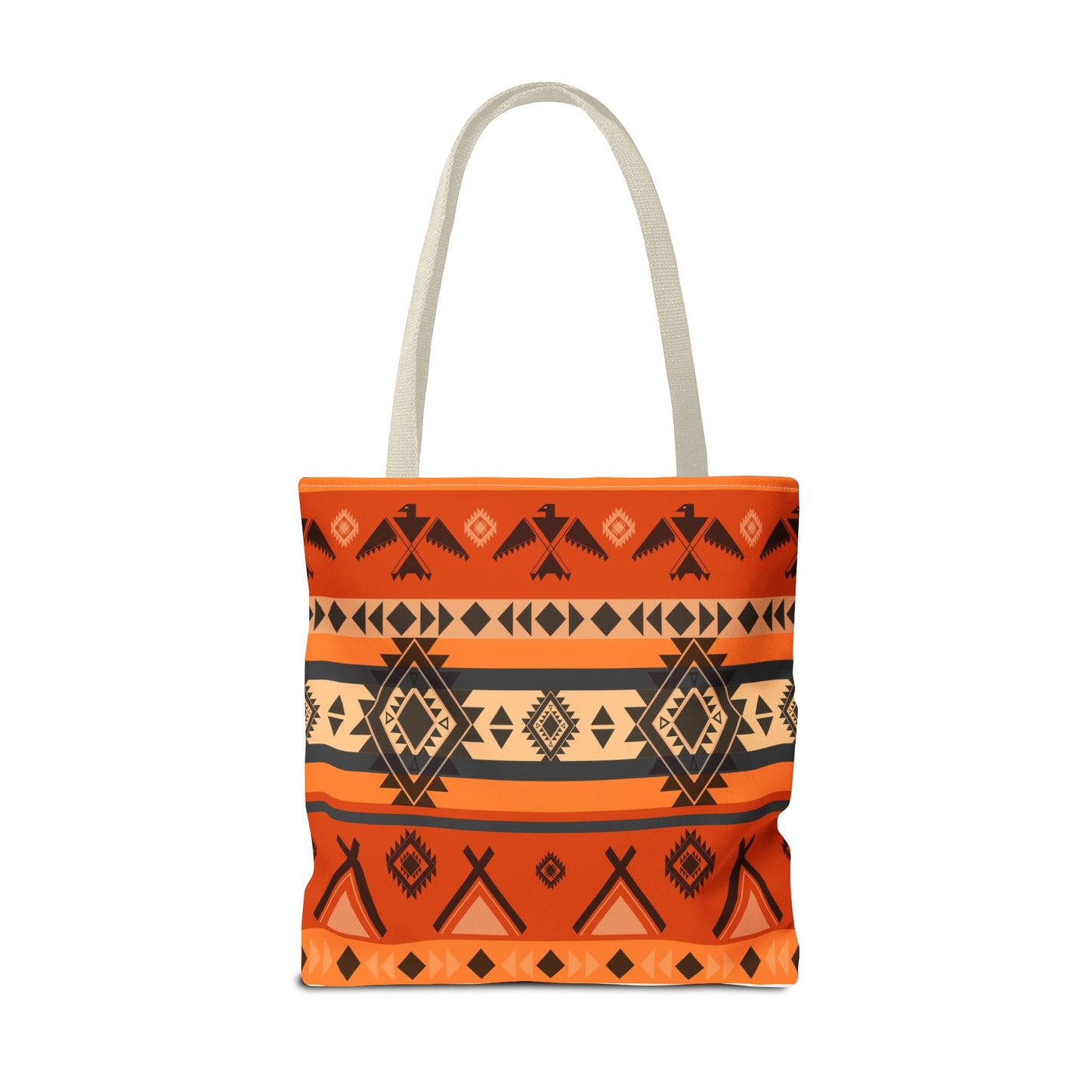 Southwestern Aztec Pattern Tote Bag — Orange Tribal All-Over Print