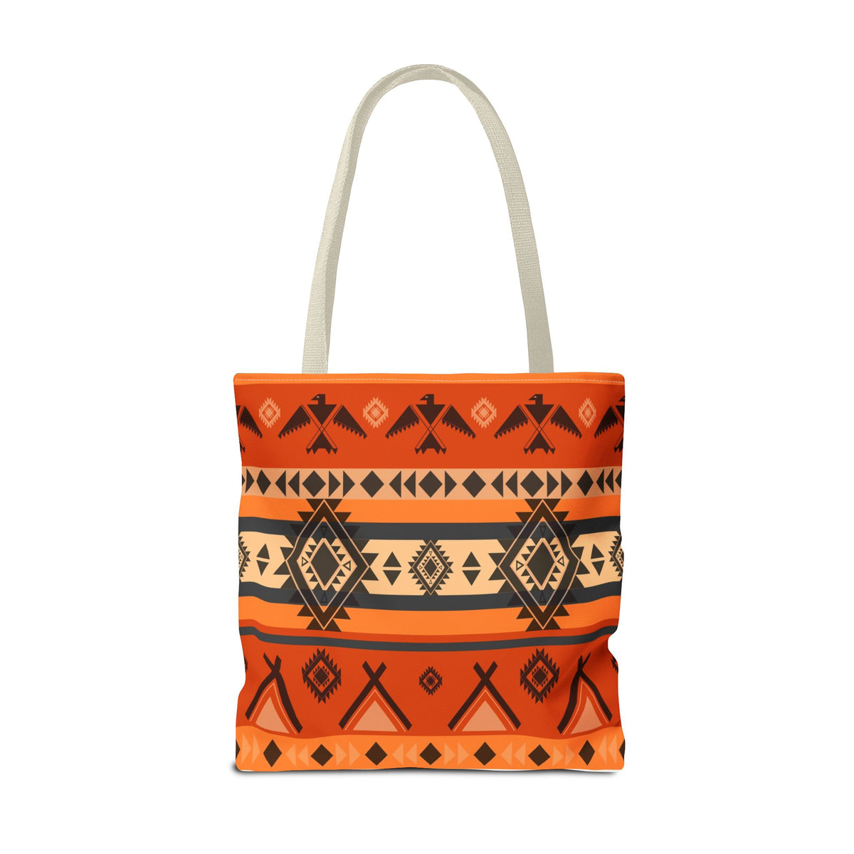 Southwestern Aztec Pattern Tote Bag — Orange Tribal All-Over Print