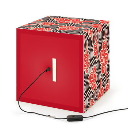 Japanese Wave Cube Lamp — Red Kumo Pattern Light