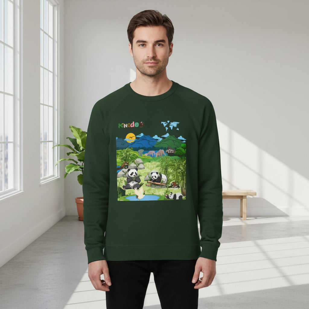 Panda Kingdom Crewneck Sweatshirt — Scenic Bamboo Forest Graphic Printify